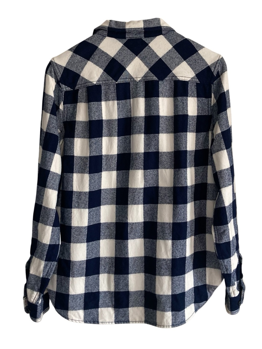 J.CREW Women's Navy and Cream Buffalo Check Plaid Half-Zip Shirt Shirt Jacket - Picture 4 of 13
